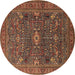 Round Oriental Brown Industrial Rug, urb2326brn