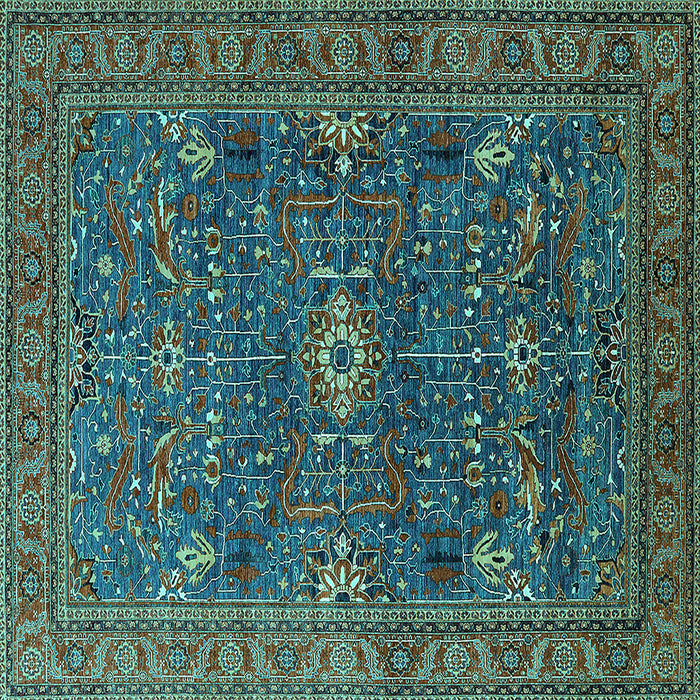 Square Machine Washable Oriental Turquoise Industrial Area Rugs, wshurb2326turq