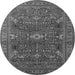 Round Oriental Gray Industrial Rug, urb2326gry