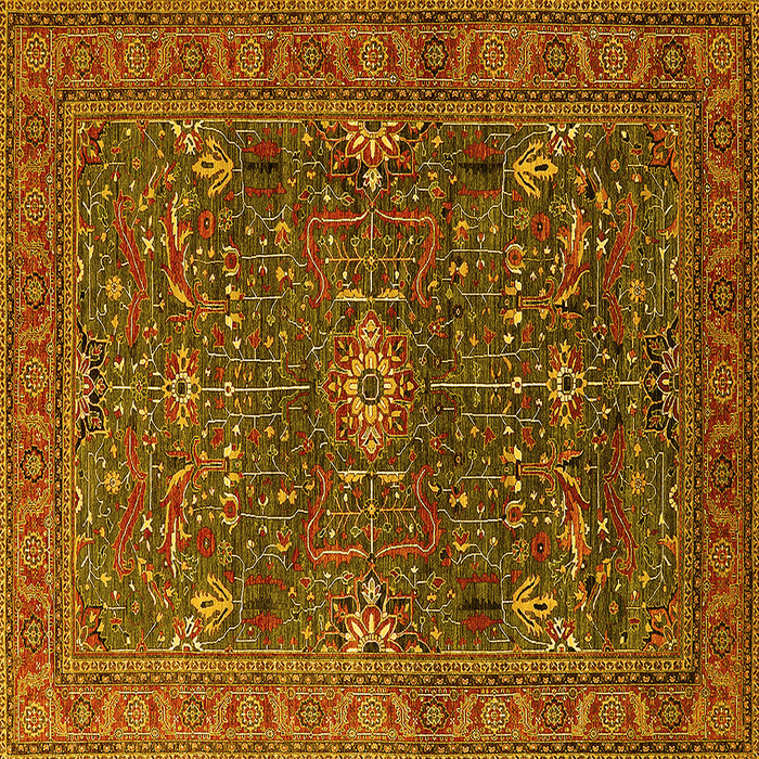 Square Machine Washable Oriental Yellow Industrial Rug, wshurb2326yw