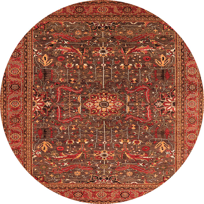 Round Oriental Orange Industrial Rug, urb2326org