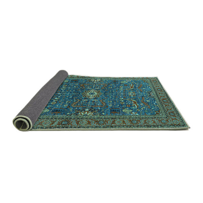 Sideview of Oriental Turquoise Industrial Rug, urb2326turq