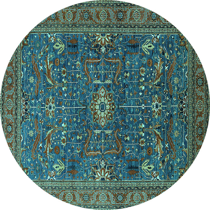 Round Oriental Turquoise Industrial Rug, urb2326turq
