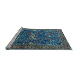 Sideview of Machine Washable Oriental Light Blue Industrial Rug, wshurb2326lblu