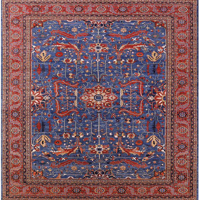 Square Mid-Century Modern Gunmetal Gray Oriental Rug, urb2326