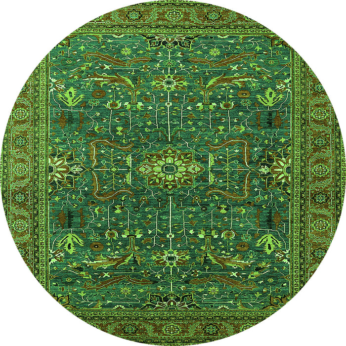 Round Oriental Green Industrial Rug, urb2326grn