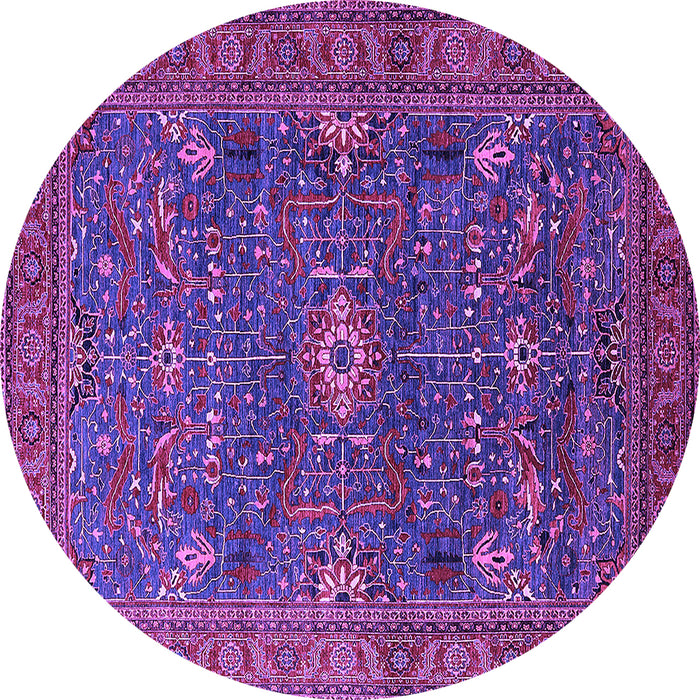 Round Machine Washable Oriental Purple Industrial Area Rugs, wshurb2326pur