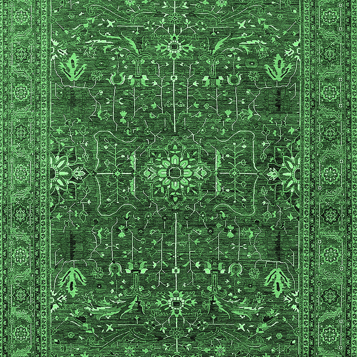 Machine Washable Oriental Emerald Green Industrial Area Rugs, wshurb2326emgrn