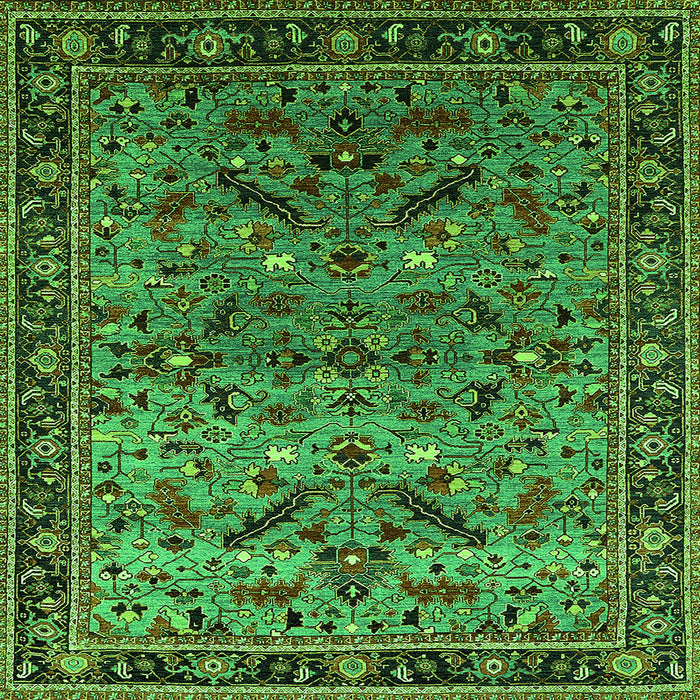 Square Machine Washable Oriental Green Industrial Area Rugs, wshurb2327grn