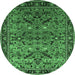 Round Oriental Emerald Green Industrial Rug, urb2327emgrn