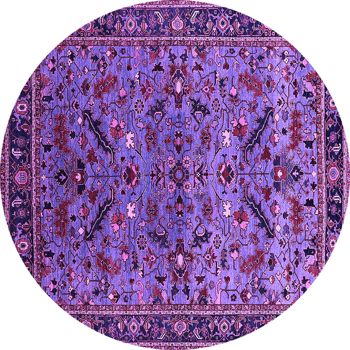Round Machine Washable Oriental Purple Industrial Area Rugs, wshurb2327pur