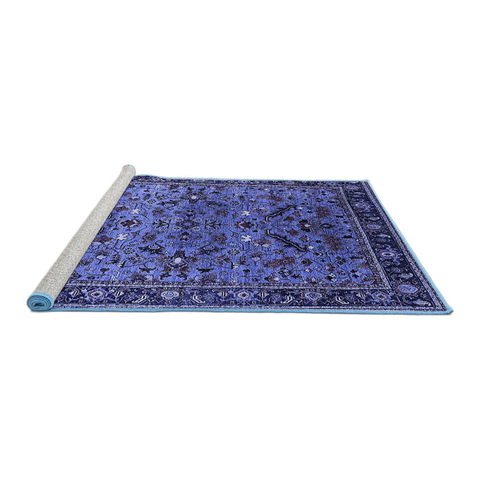 Sideview of Machine Washable Oriental Blue Industrial Rug, wshurb2327blu