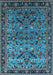 Machine Washable Oriental Light Blue Industrial Rug, wshurb2327lblu