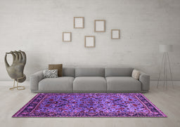 Machine Washable Oriental Purple Industrial Area Rugs in a Living Room, wshurb2327pur