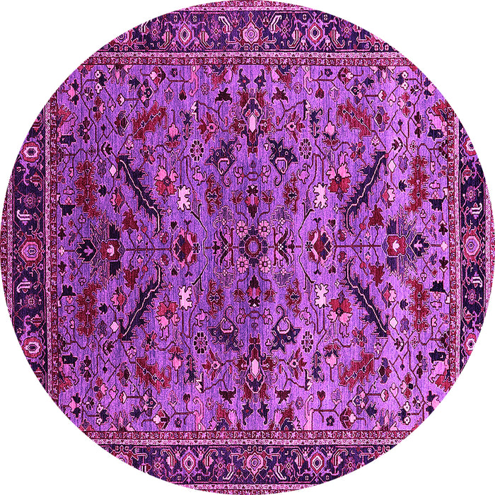 Round Machine Washable Oriental Pink Industrial Rug, wshurb2327pnk