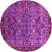 Round Machine Washable Oriental Pink Industrial Rug, wshurb2327pnk