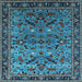 Square Machine Washable Oriental Light Blue Industrial Rug, wshurb2327lblu