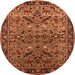 Round Machine Washable Oriental Orange Industrial Area Rugs, wshurb2327org