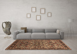 Machine Washable Oriental Brown Industrial Rug in a Living Room,, wshurb2327brn