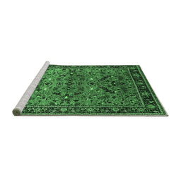Sideview of Machine Washable Oriental Emerald Green Industrial Area Rugs, wshurb2327emgrn