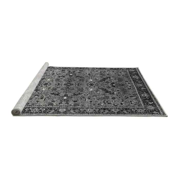 Sideview of Machine Washable Oriental Gray Industrial Rug, wshurb2327gry