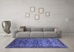 Machine Washable Oriental Blue Industrial Rug in a Living Room, wshurb2327blu