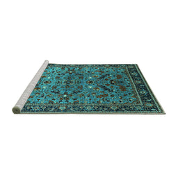 Sideview of Machine Washable Oriental Turquoise Industrial Area Rugs, wshurb2327turq