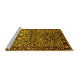 Sideview of Machine Washable Oriental Yellow Industrial Rug, wshurb2327yw