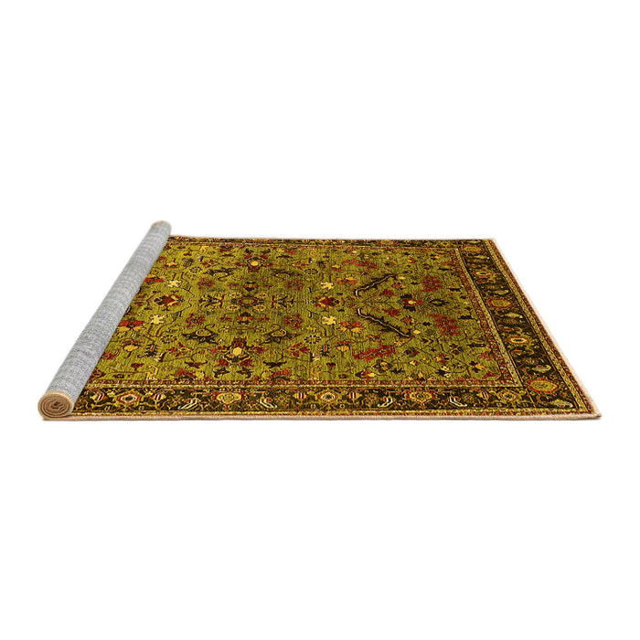 Sideview of Machine Washable Oriental Yellow Industrial Rug, wshurb2327yw