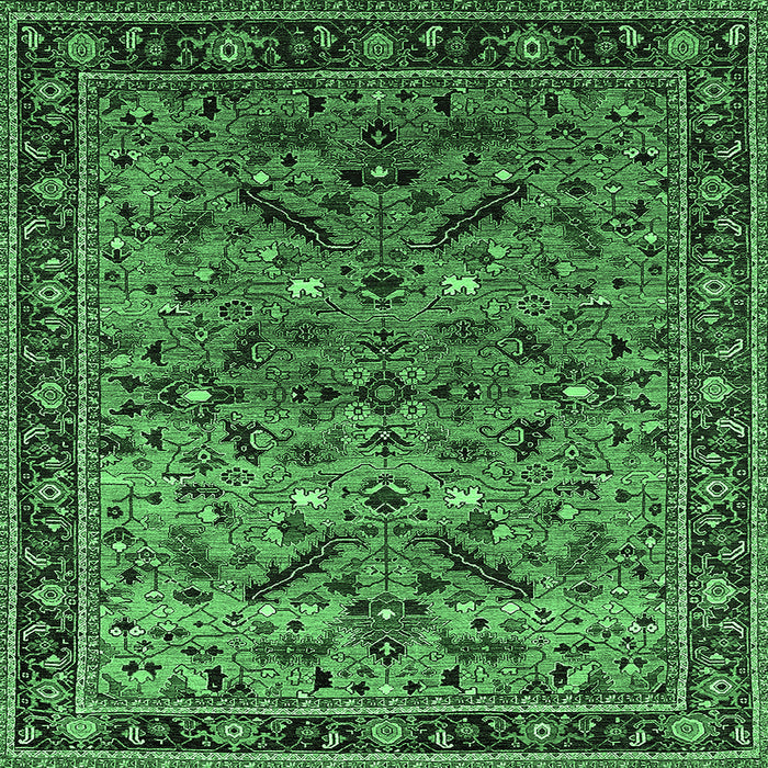 Square Oriental Emerald Green Industrial Rug, urb2327emgrn