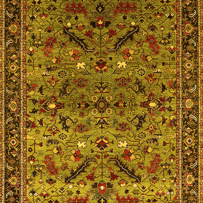 Machine Washable Oriental Yellow Industrial Rug, wshurb2327yw