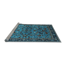 Sideview of Machine Washable Oriental Light Blue Industrial Rug, wshurb2327lblu