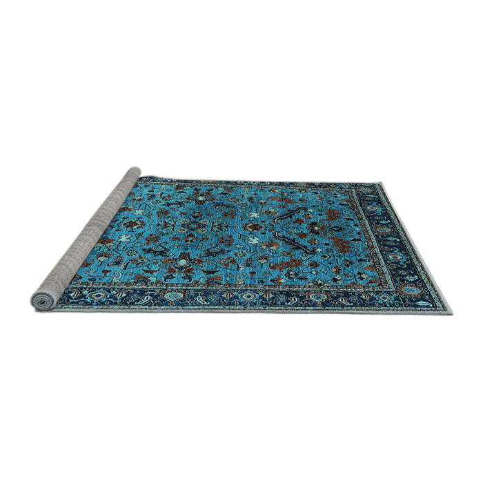 Sideview of Machine Washable Oriental Light Blue Industrial Rug, wshurb2327lblu