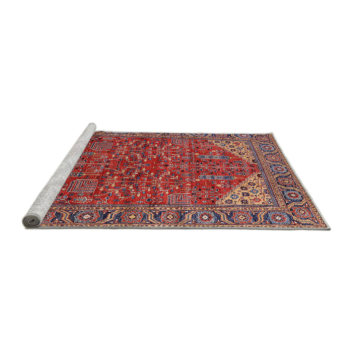 Sideview of Machine Washable Industrial Modern Tomato Red Rug, wshurb2328