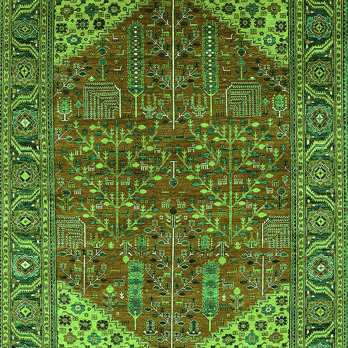 Machine Washable Oriental Green Industrial Area Rugs, wshurb2328grn