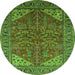 Round Oriental Green Industrial Rug, urb2328grn