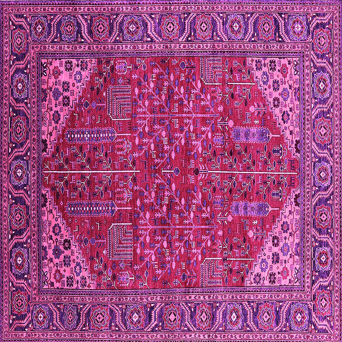 Square Machine Washable Oriental Pink Industrial Rug, wshurb2328pnk