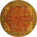 Round Oriental Yellow Industrial Rug, urb2328yw