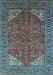 Machine Washable Oriental Light Blue Industrial Rug, wshurb2328lblu