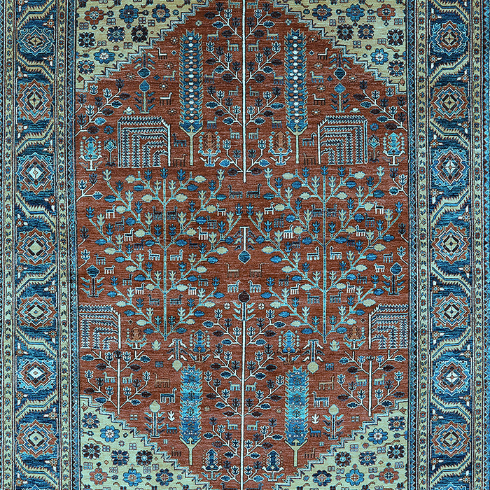 Machine Washable Oriental Light Blue Industrial Rug, wshurb2328lblu