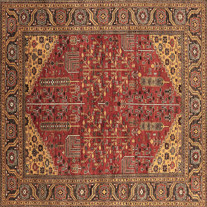 Square Machine Washable Oriental Brown Industrial Rug, wshurb2328brn
