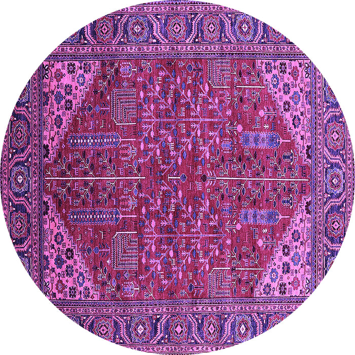 Round Machine Washable Oriental Purple Industrial Area Rugs, wshurb2328pur