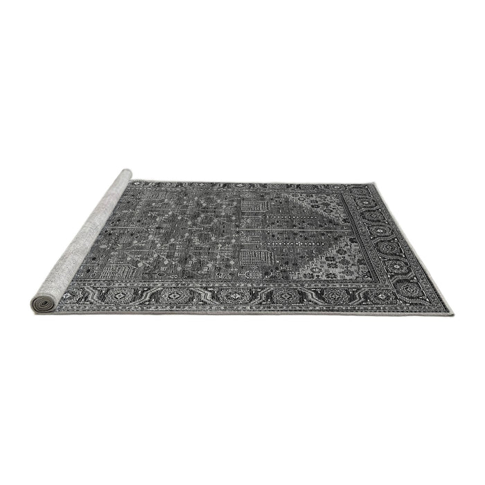Sideview of Machine Washable Oriental Gray Industrial Rug, wshurb2328gry