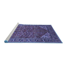 Sideview of Machine Washable Oriental Blue Industrial Rug, wshurb2328blu