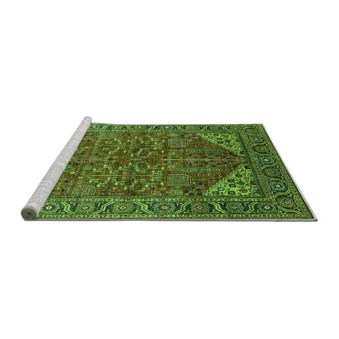 Sideview of Machine Washable Oriental Green Industrial Area Rugs, wshurb2328grn