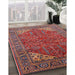 Mid-Century Modern Red Oriental Rug in Family Room, urb2328