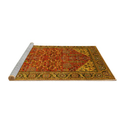 Sideview of Machine Washable Oriental Yellow Industrial Rug, wshurb2328yw