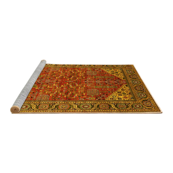 Sideview of Machine Washable Oriental Yellow Industrial Rug, wshurb2328yw