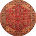 Round Machine Washable Oriental Orange Industrial Area Rugs, wshurb2328org