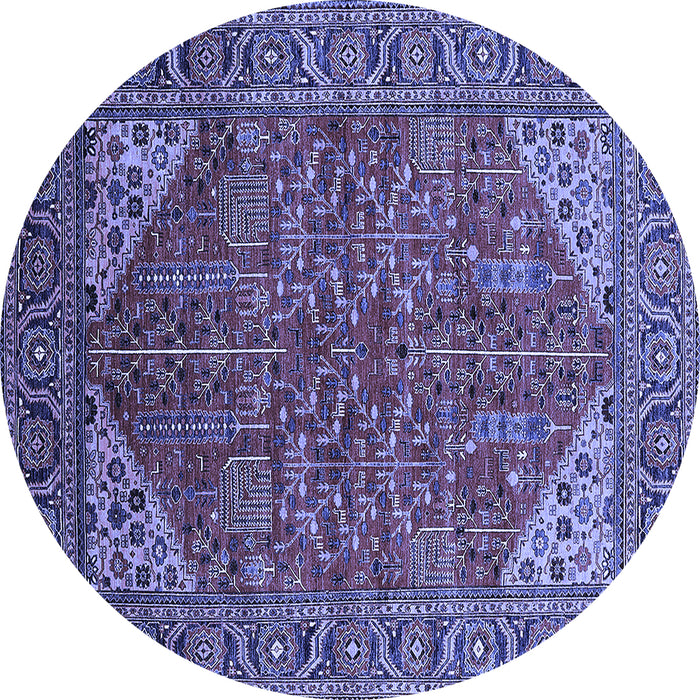 Round Oriental Blue Industrial Rug, urb2328blu